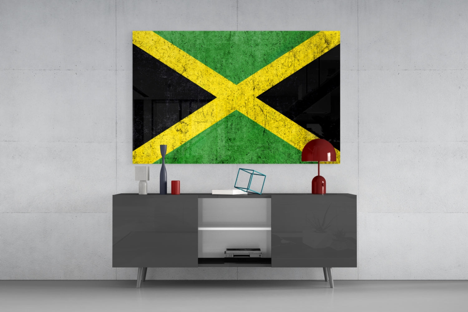 Flag of Jamaica Glass Wall Art.
