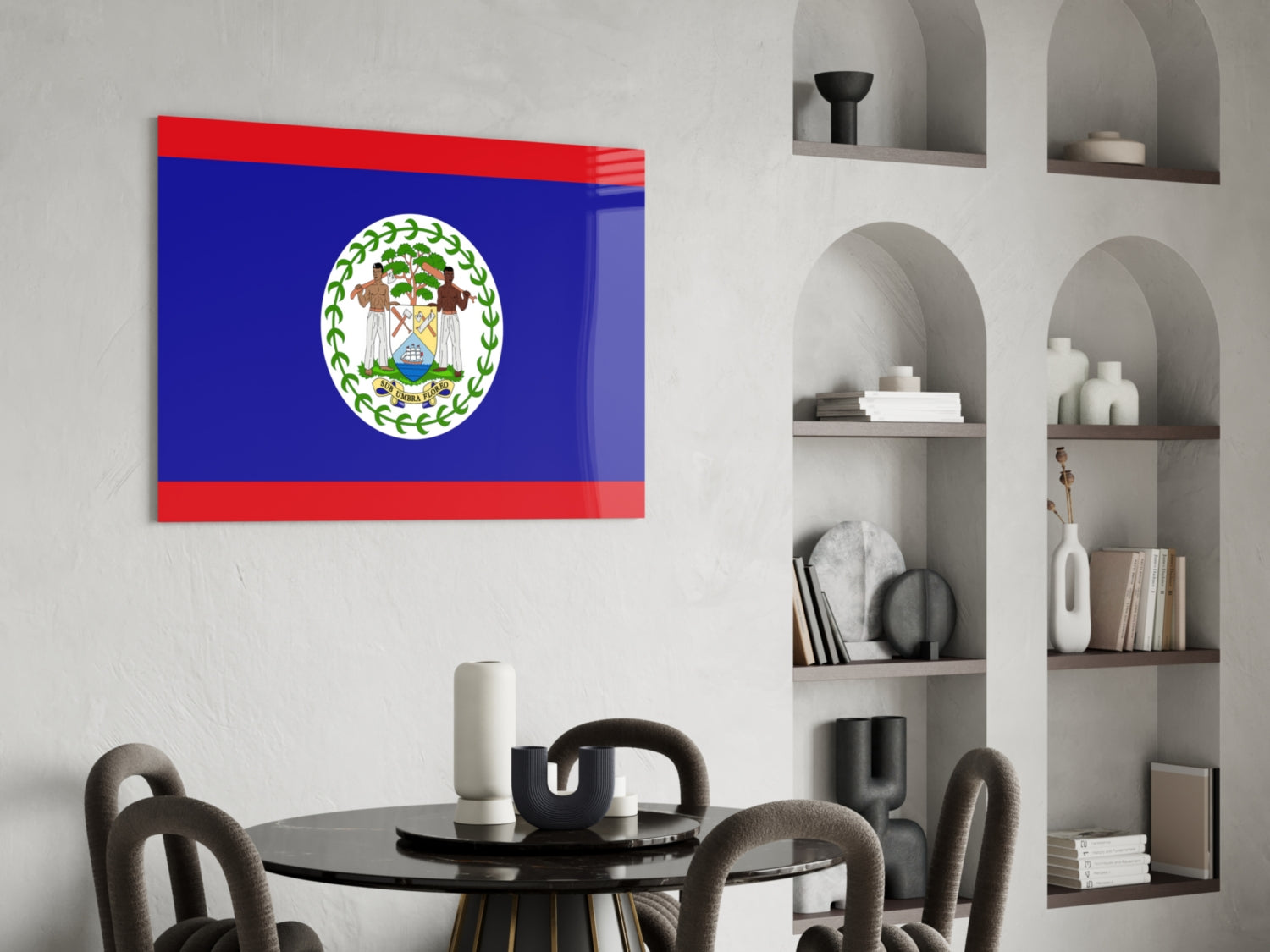 Flag of Belize Glass Wall Art.