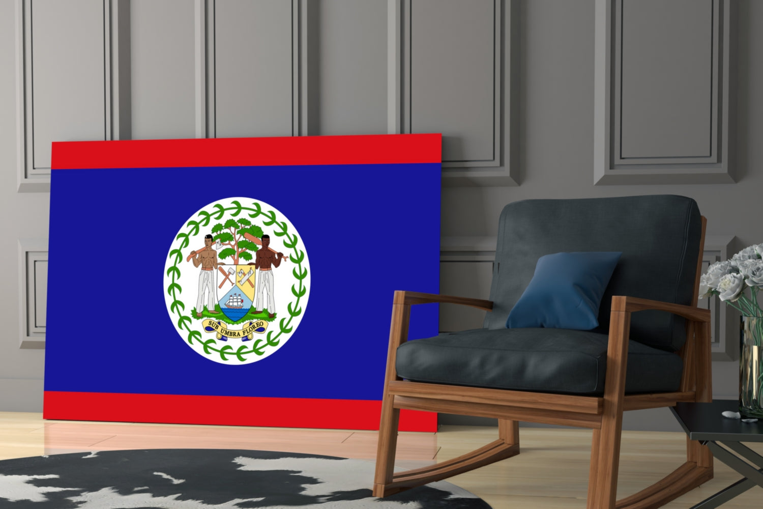 Flag of Belize Glass Wall Art.