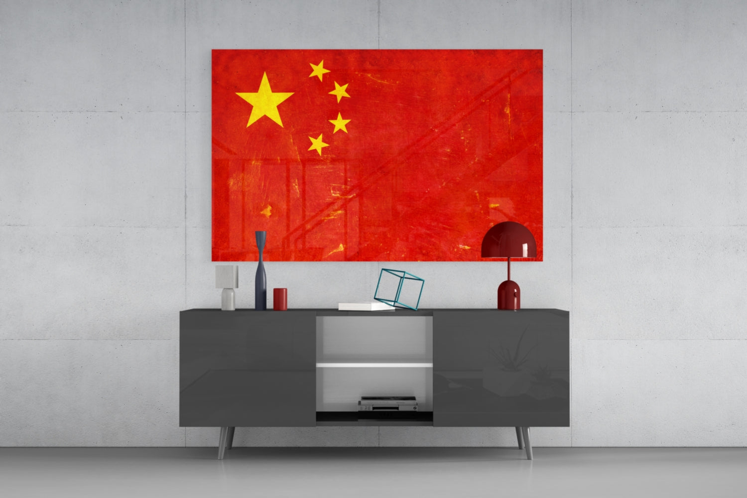 Flag of China Glass Wall Art.