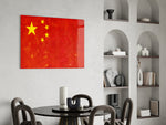 Five-star pride cinematic glass wall art over modern dining sideboard
