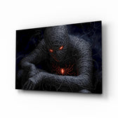 Wireframe Spider-Man cinematic glass wall art over walnut console in designer entertainment den