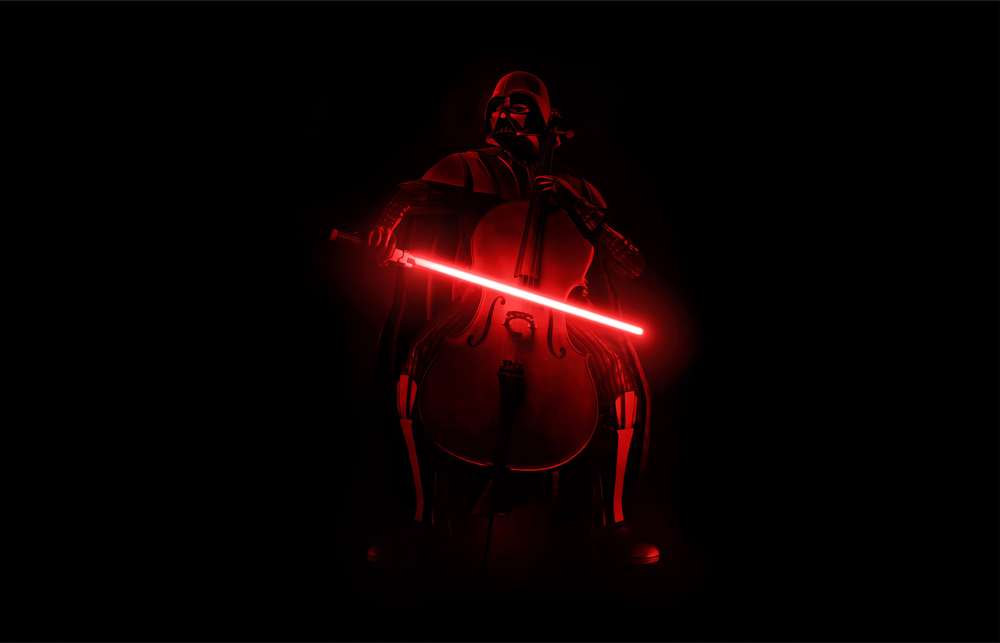 Darth Cello Red Light Glass Wall Art