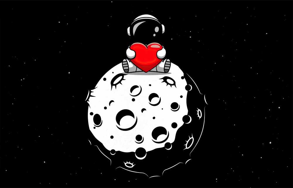 Moon Love Astronaut Glass Wall Art