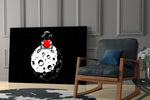 Cosmic illustration cinematic glass wall art in heritage stairwell