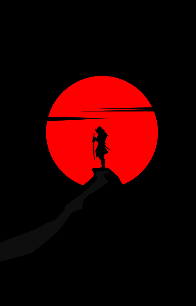 Samurai Sunset Glass Wall Art