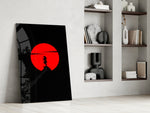 Kurosawa-poster cinematic glass wall art in private library reading nook