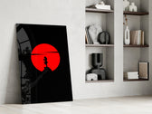 Kurosawa-poster cinematic glass wall art in private library reading nook