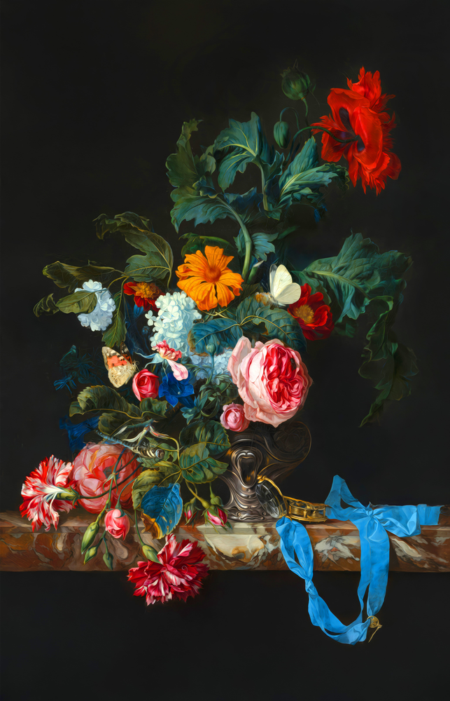 Elegant Floral Bouquet Glass Wall Art