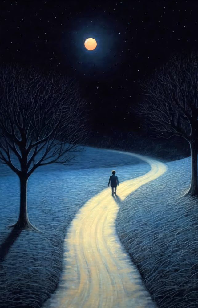Moonlit Path Glass Wall Art