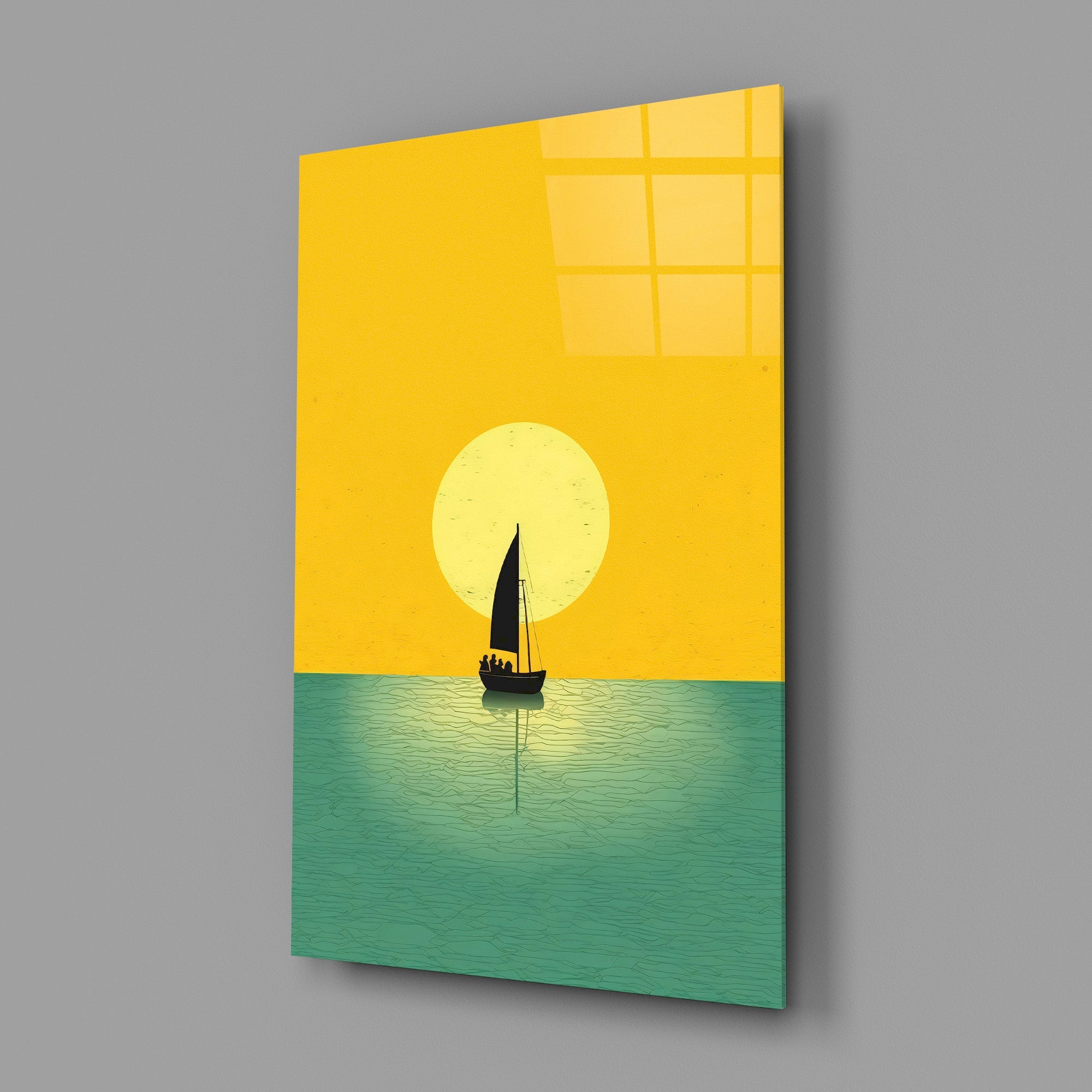 Serene Sailboat Glass Wall Art