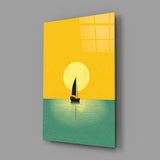 Serene Sailboat Glass Wall Art