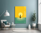 Serene Sailboat Glass Wall Art