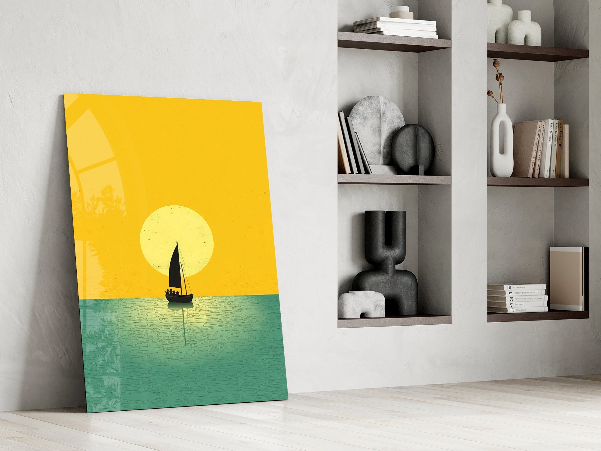Serene Sailboat Glass Wall Art