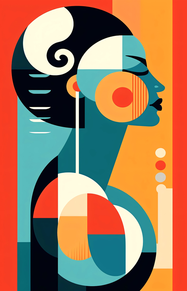 Abstract Geometric Woman Glass Wall Art