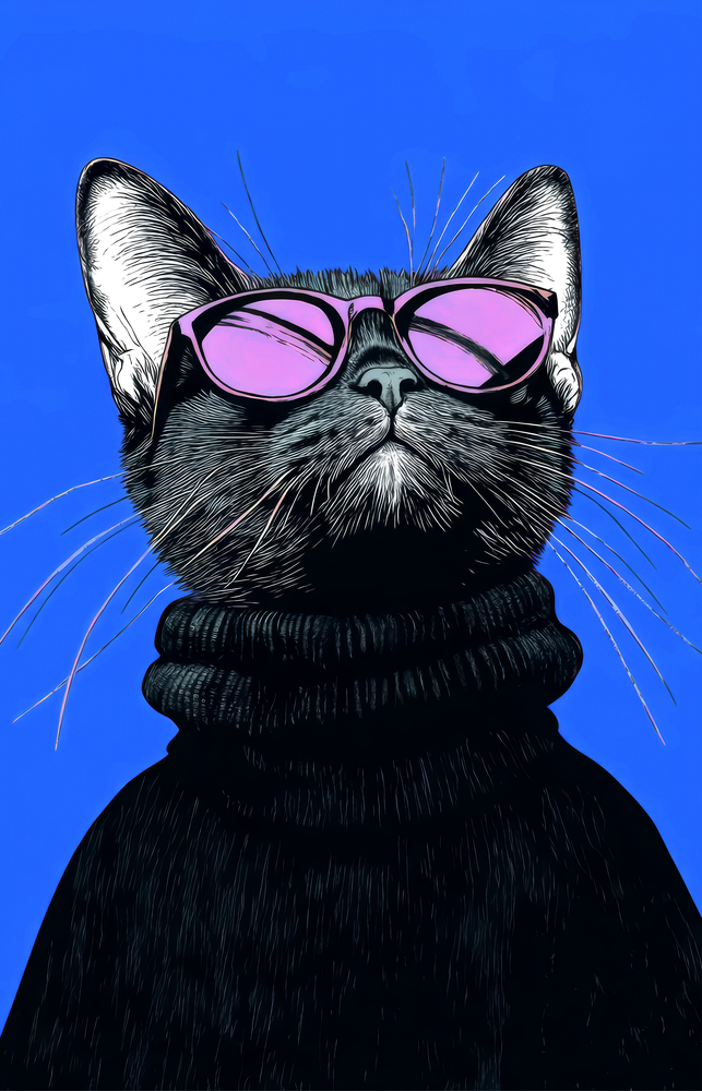 Stylish Cat Art Glass Wall Art