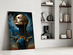 Polish-Symbolist cinematic glass wall art in private library
