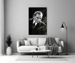 Heritage tribute cinematic glass wall art in heritage stairwell