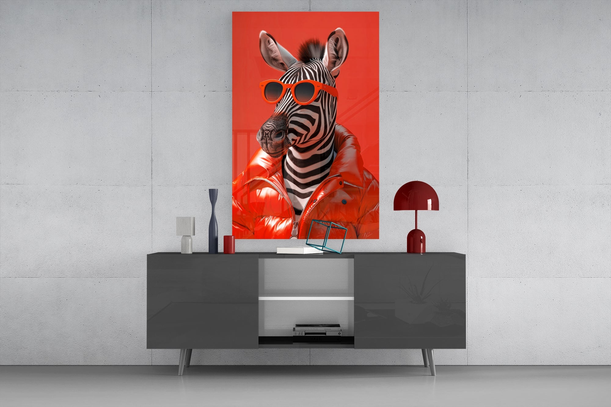 Zebra Art on Canvas Glass Wall Art