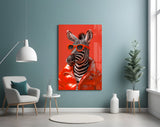 Zebra Art on Canvas Glass Wall Art