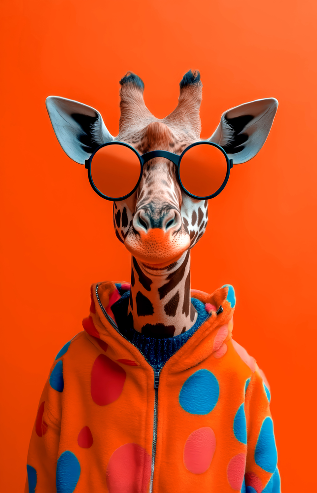 Giraffe Fashion Icon Artwork Glass Wall Art