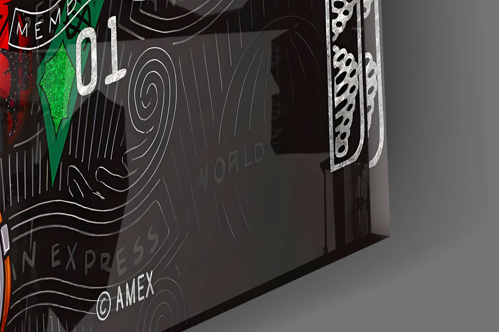 Disney pop graffiti cinematic glass wall art in masculine-luxe study