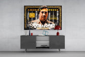 Cartel pop cinematic glass wall art in entertainment den