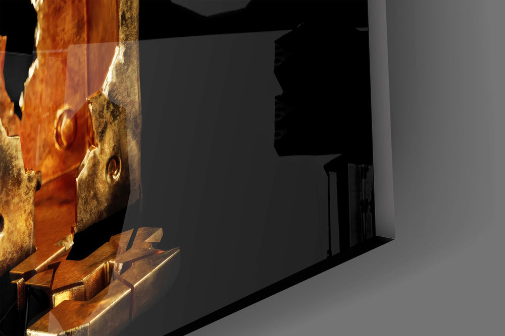 Mario question-block cinematic glass wall art in teen Nintendo-fan bedroom