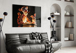 Tigger cigar parody cinematic glass wall art in masculine-luxe study