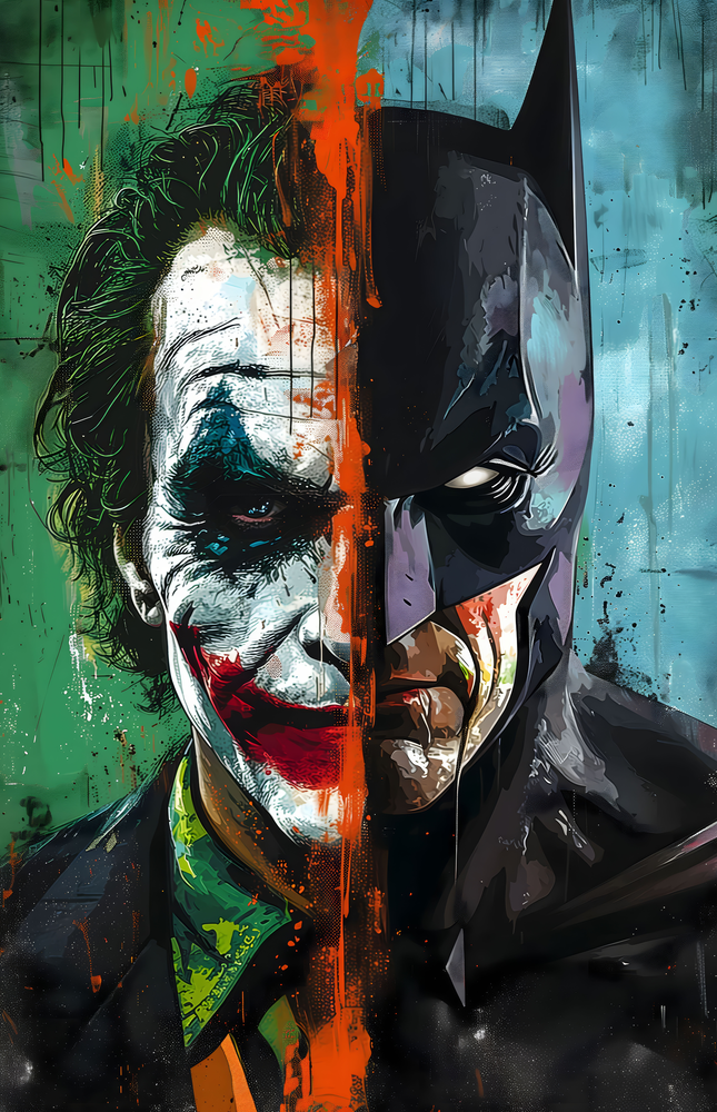 Batman and Joker Artwork Glass Wall Art