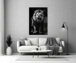 Noir wildlife portrait cinematic glass wall art in private library
