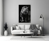 Noir wildlife portrait cinematic glass wall art in private library