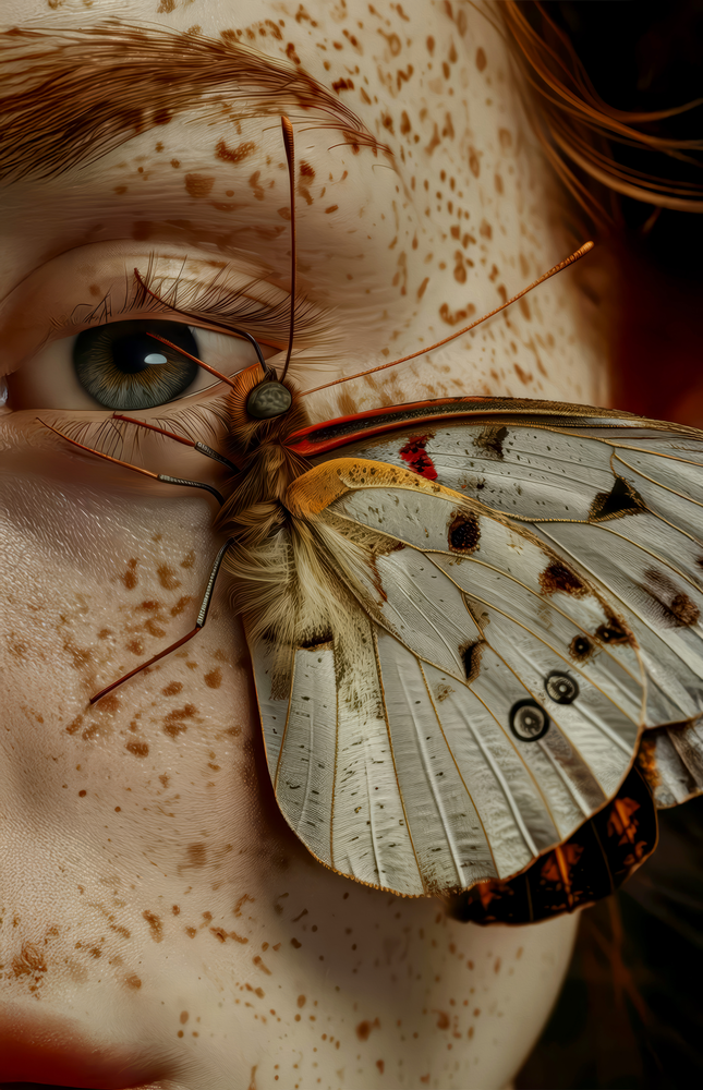 Butterfly on Skin Glass Wall Art