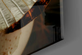 Tim Walker style cinematic glass wall art in boutique-hotel suite