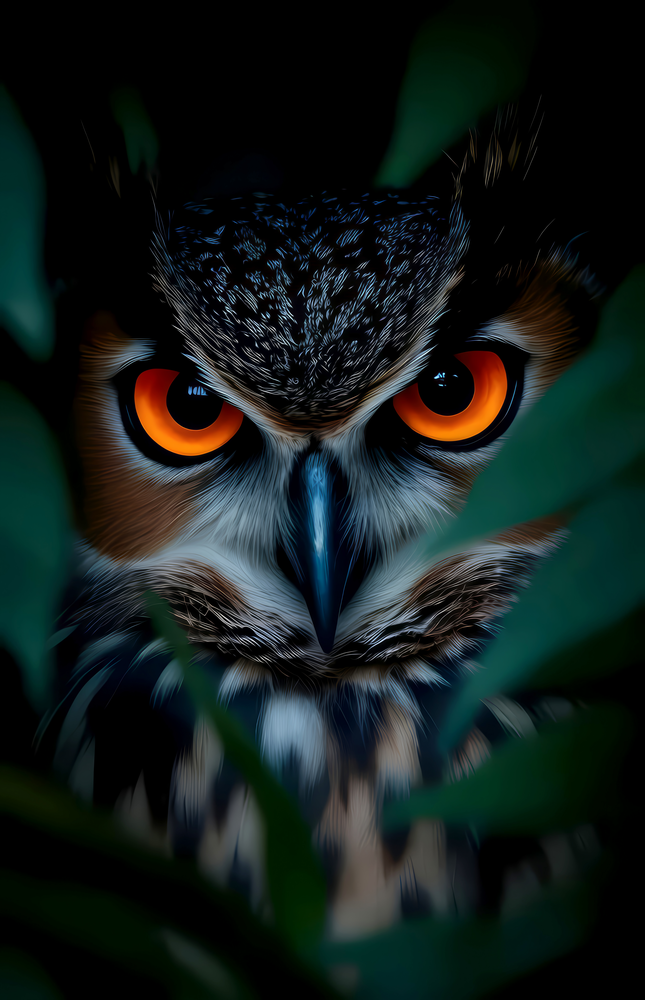 Eerie Owl Eyes Glass Wall Art