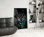 Steve-Winter style cinematic glass wall art over modern dining sideboard