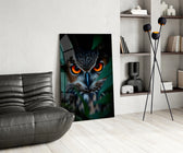 Steve-Winter style cinematic glass wall art over modern dining sideboard