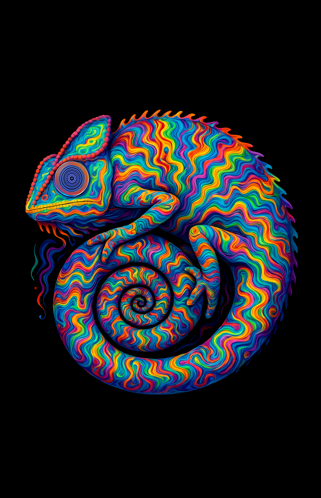 Psychedelic Chameleon Glass Wall Art