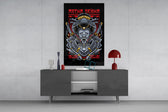 Streetwear graphic cinematic glass wall art in masculine-luxe study