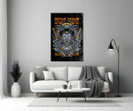 Mecha geisha colorway cinematic glass wall art in heritage stairwell