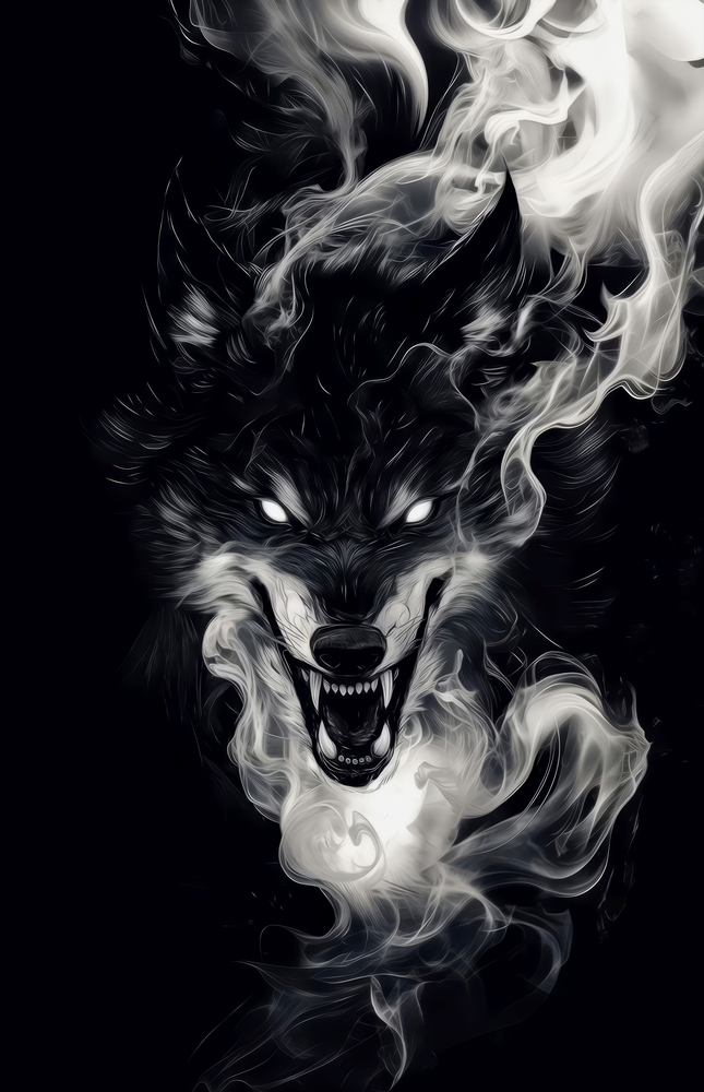 Wolf and Smoke Glass Wall Art