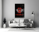 Oni-Spirit poster cinematic glass wall art in heritage stairwell