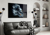 Patriotic eagle cinematic glass wall art in masculine-luxe study