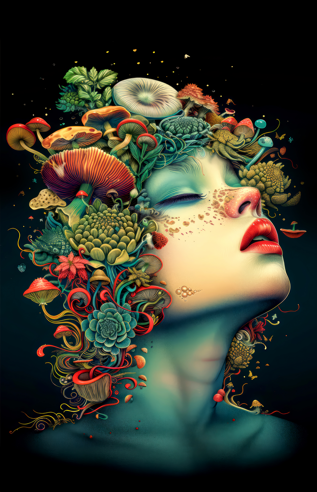 Mystic Forest Woman Glass Wall Art