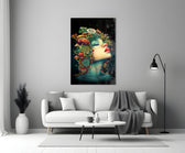 Polish-Symbolist style cinematic glass wall art in heritage stairwell