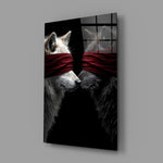Surreal wildlife symbolist cinematic glass wall art in wellness clinic