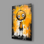 Gothic outsider art cinematic glass wall art in teen Goth-fan bedroom