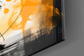 Big-eyed doodle cinematic glass wall art in creative studio