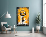 Quirky Orange Doodle Glass Wall Art