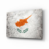 Albania grunge flag cinematic glass wall art over walnut console in heritage home